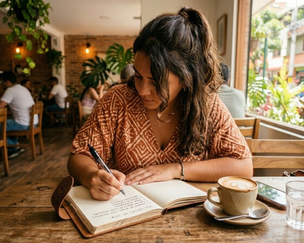 Persona diseñando sus metas y futuro